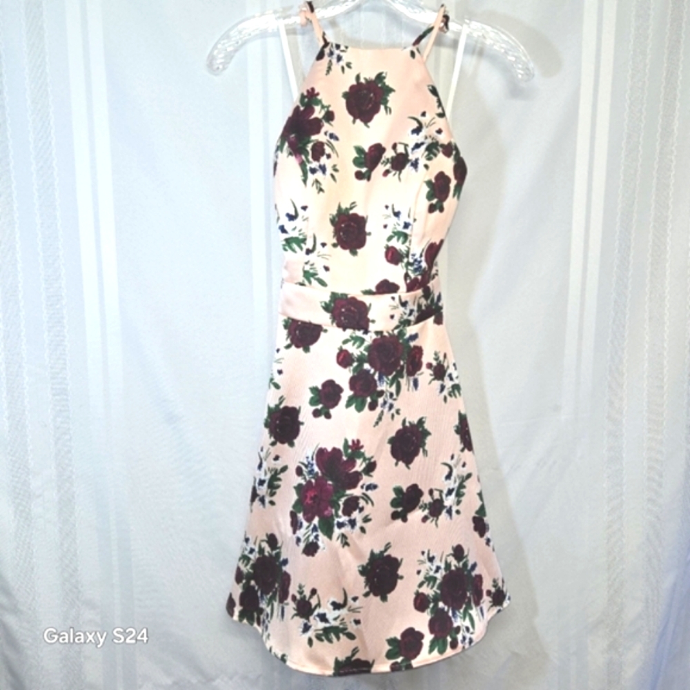 B DARLING JUNIORS PINK FLORAL PRINT DRESS SIZE 5/6